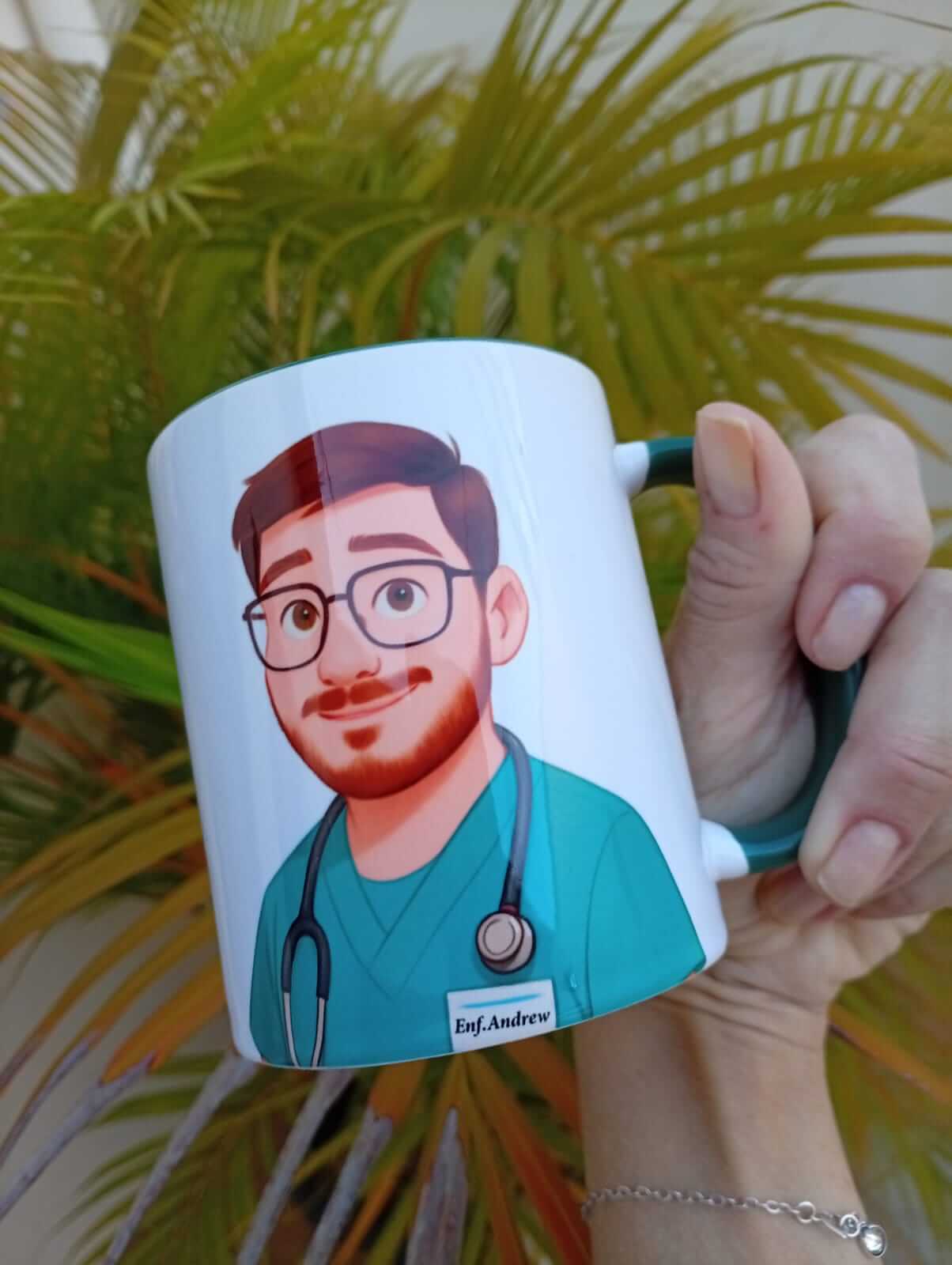 Caneca com caricatura personalizada de um enfermeiro